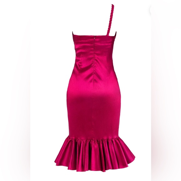 BFYNE One-Shoulder Magenta Dress - Picture 2 of 3